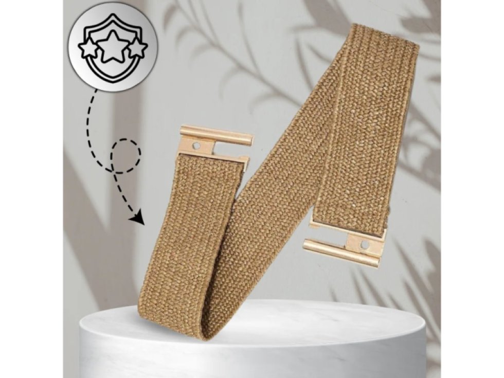 Pletený slaměný dámský pás, jednoduchý, béžový, ozdobný pás na pas.