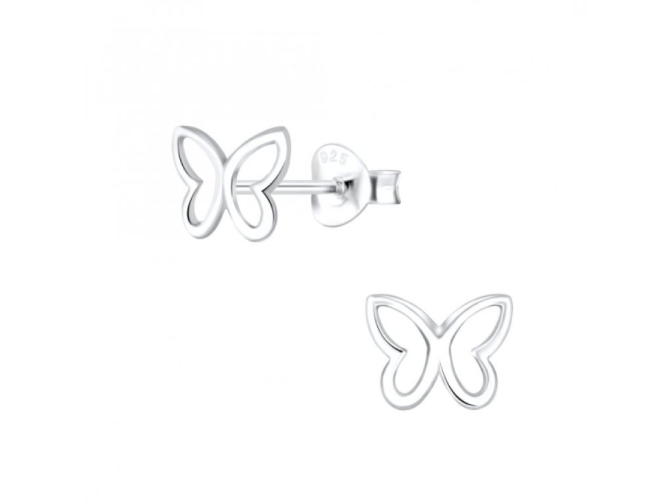 Stříbrné náušnice s motýlem