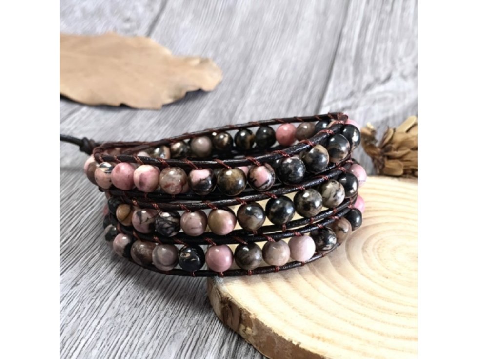 Wrap náramek Rhodochrosit. Unisex