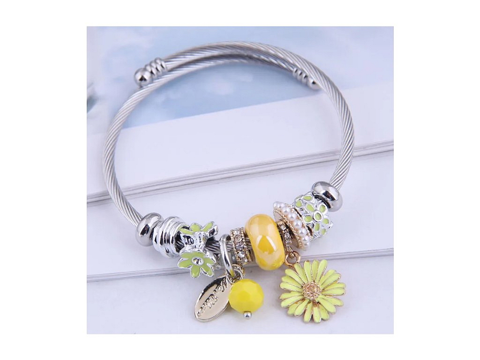 Náramek Florais - žlutý - Náramek s přívěsky