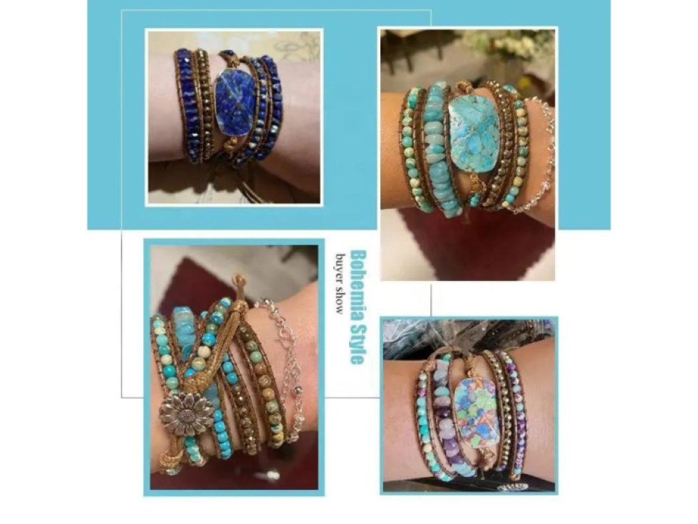 Wrap náramek Mix kamenů - Ochrana