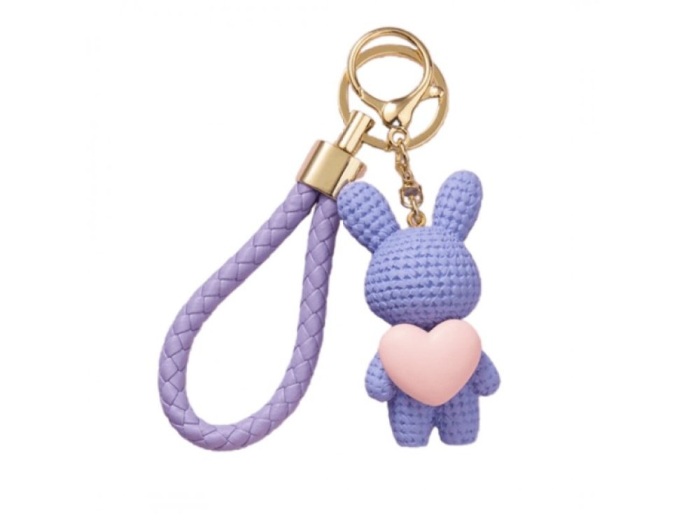 Fialový Medvěd Klíčenka se Srdcem, 7x3,3 cm, Hmotnost 54g
