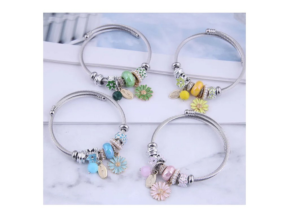 Náramek Florais - žlutý - Náramek s přívěsky