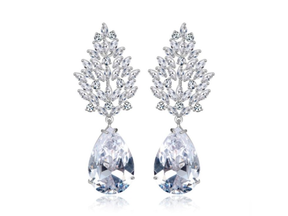 Náušnice z chirurgické oceli s krystaly, ručně vyráběné, hypoalergenní, rozměry 2 x 5 cm