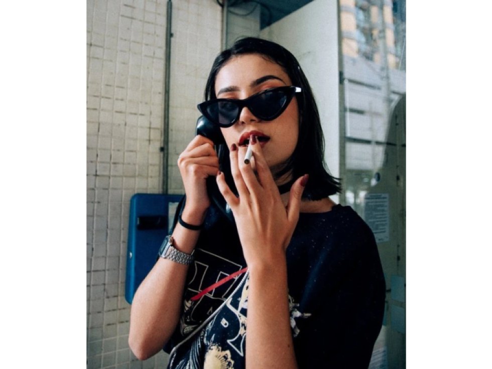 Černé sluneční brýle kočičí oči, UV filtr 400 cat 3, plastový rám, rozměry čoček 42 mm x 52 mm