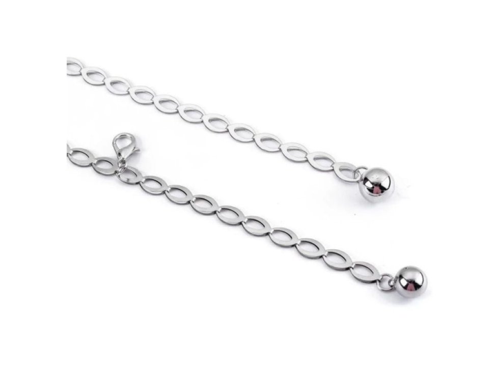 Dámský Stříbrný Opasek Řetěz, Kovový, Délka 110 cm, Šířka 0.8 cm