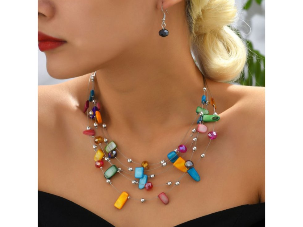 Náhrdelník a náušnice Bláznivé korálky - barevné