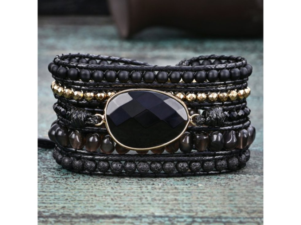 Wrap náramek Černý achát