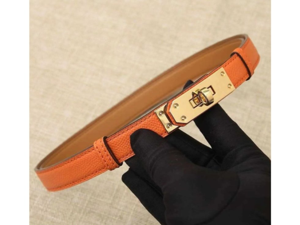 Dámský úzký kožený pásek, zlatá přezka, nastavitelný