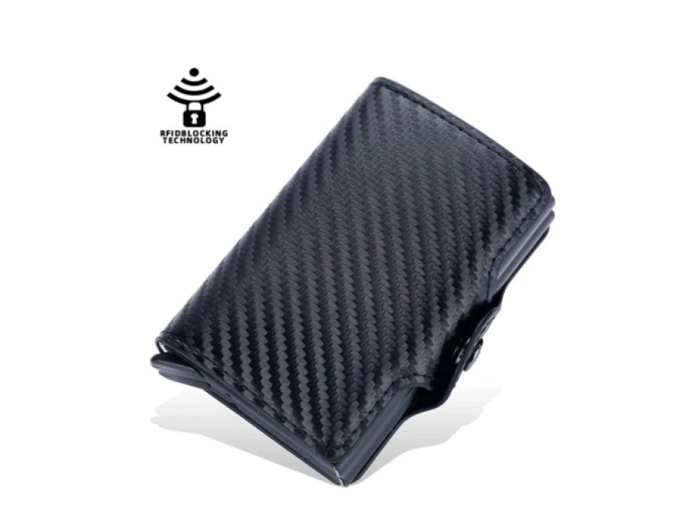 Elegantní pánská peněženka z ekokůže s ochranou proti krádeži, černá, 7x10x2.5 cm