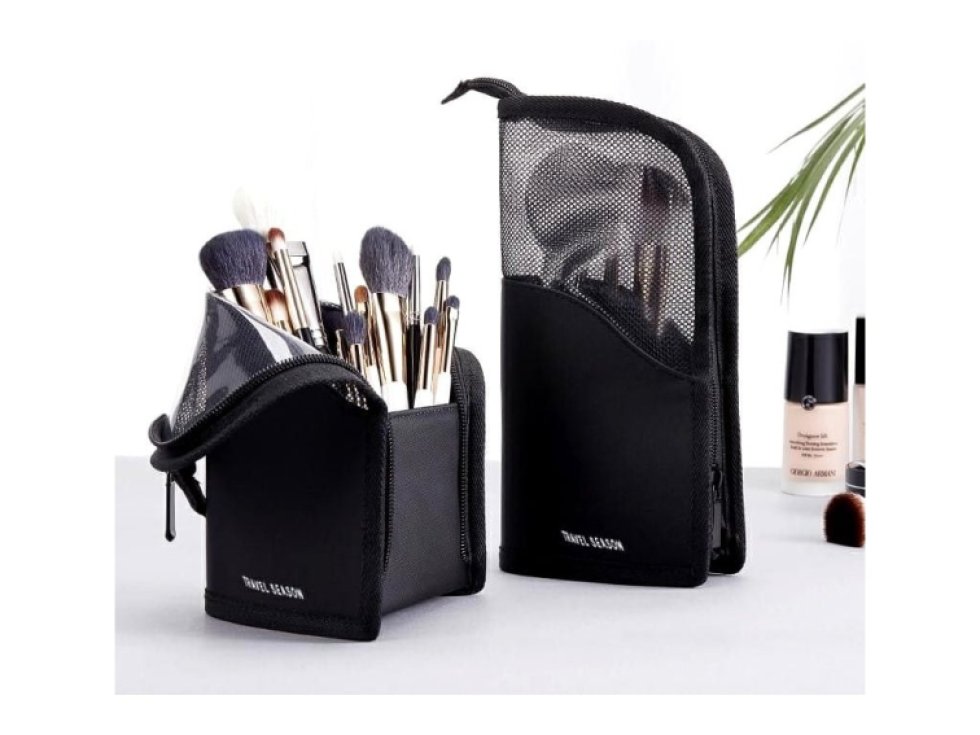 Organizér na štětce a tužky, černý PVC+TPU materiál, rozměry 25x13x13 cm