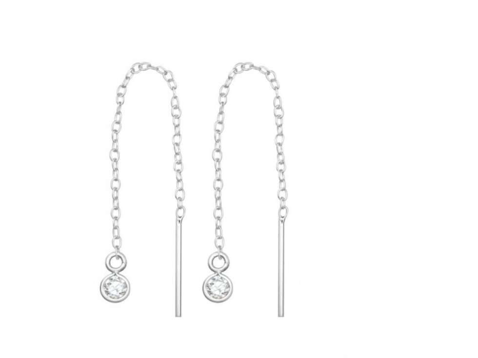 Stříbrné řetízková náušnice se zirkonem