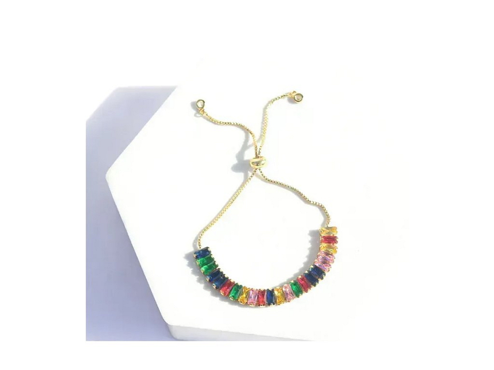 Náramek s krystaly Eliana zlatá pestrobarevna - Náramek s krystaly