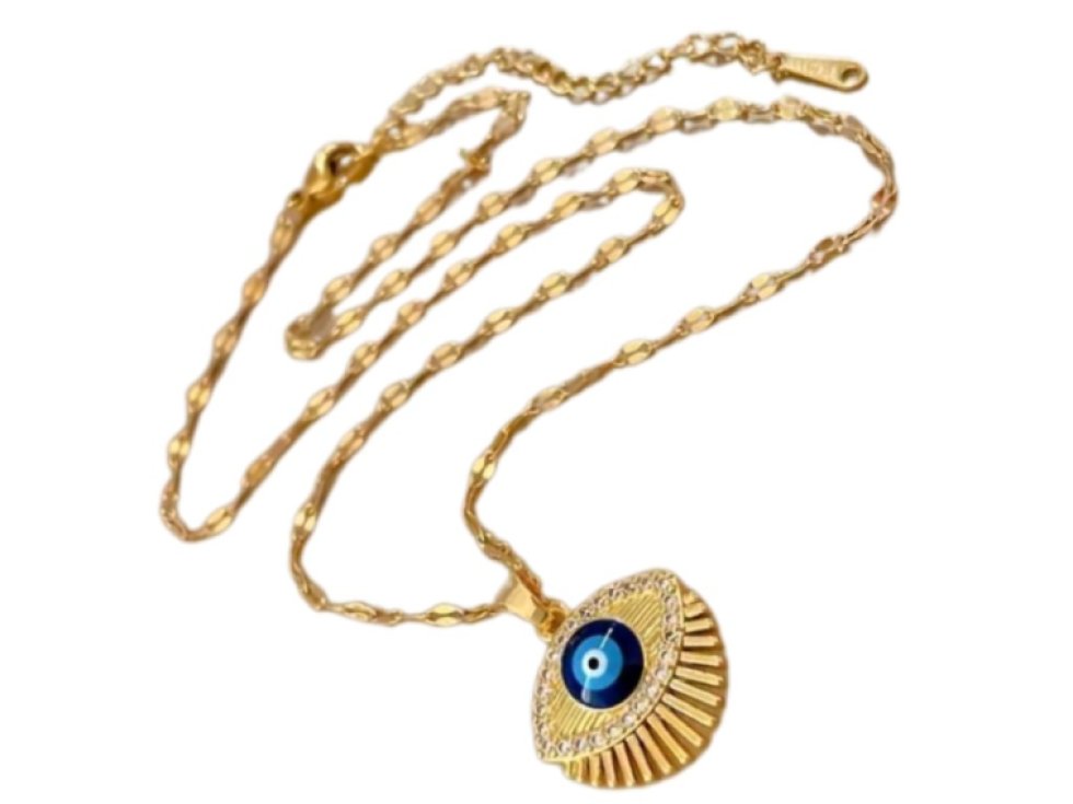 Náhrdelník zlatý chirurgická ocel 316L dámský s pozlaceným okem.