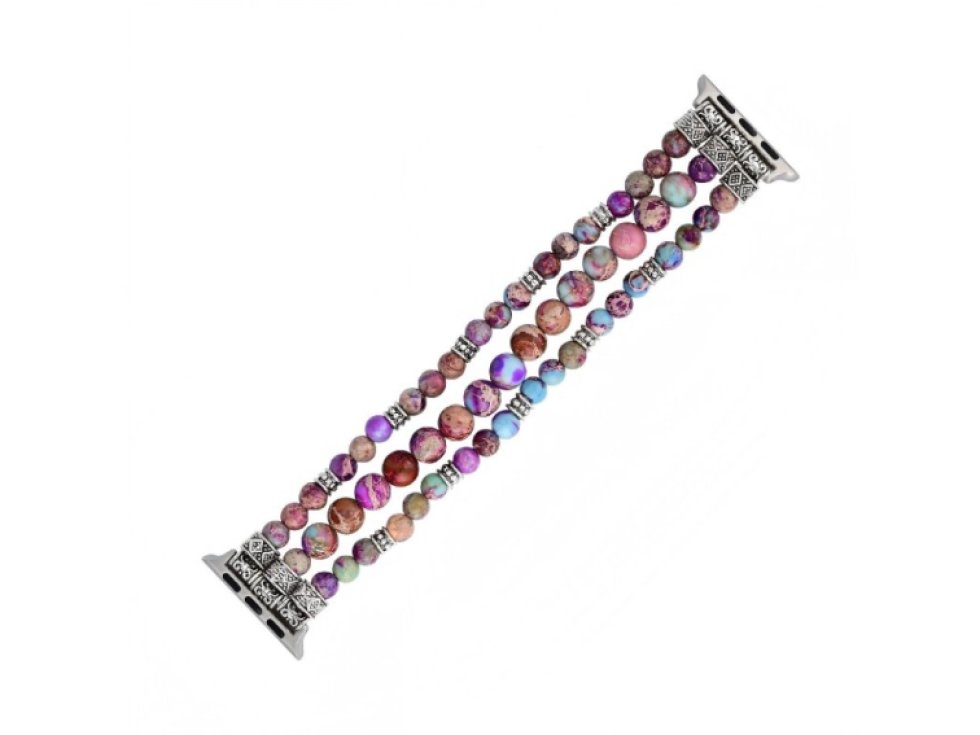 Řemínek na Apple Watch Jaspis růžový a chirurgická ocel (35-45 mm)