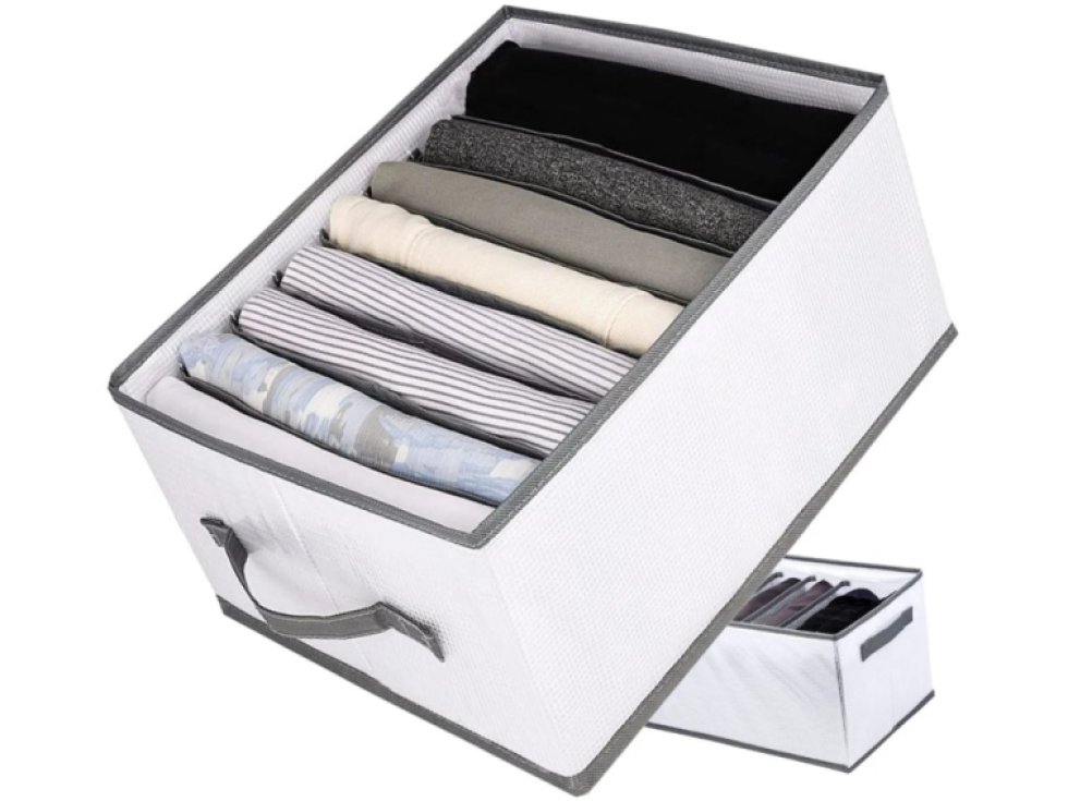 Organizér na oblečení do skříně, bílý, syntetika + polypropylen, 25x40x20 cm