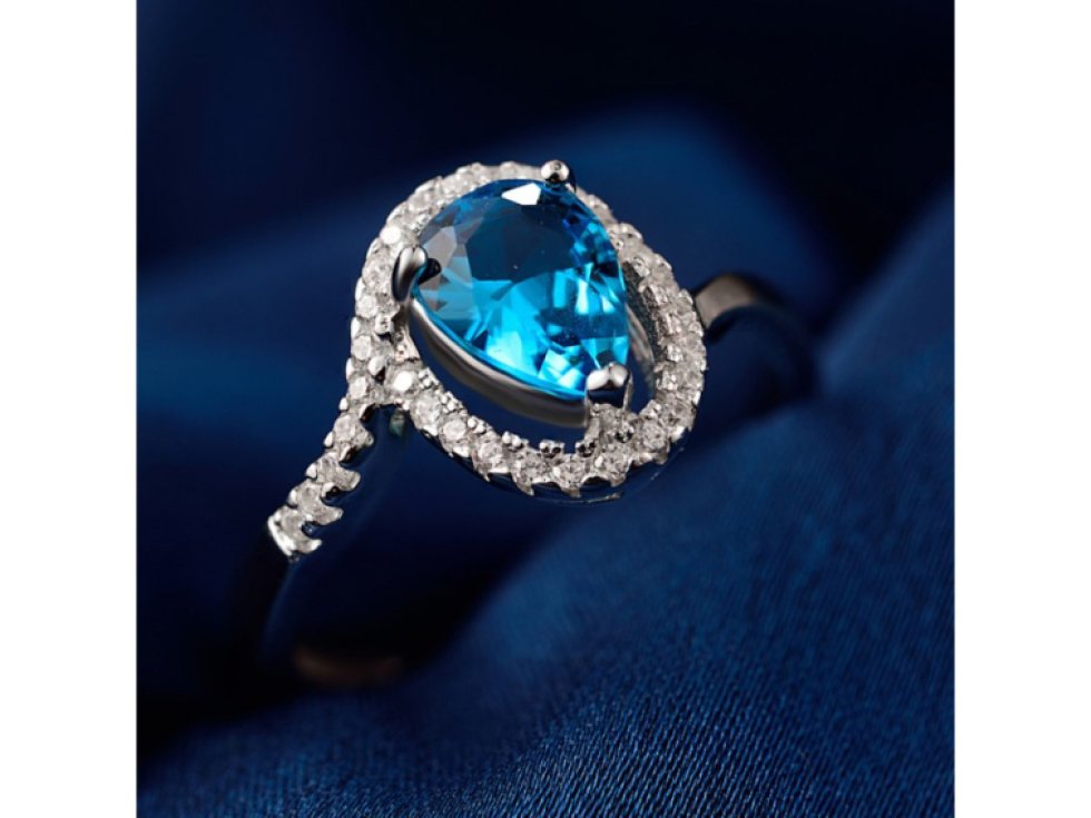 Stříbrný prsten Angelika s modrým safírovým zirkonem