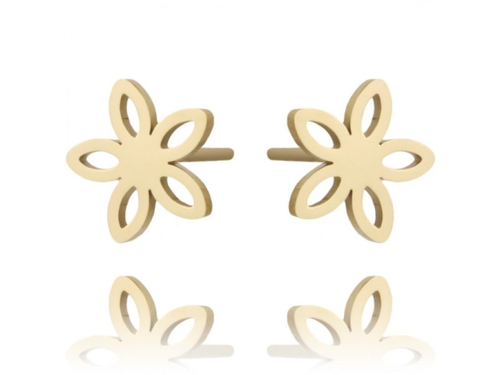 Elegantní Náušnice z 14karátově Pozlacené Chirurgické Oceli, Světle Zlatá, Rozměry 0.9x0.9 cm