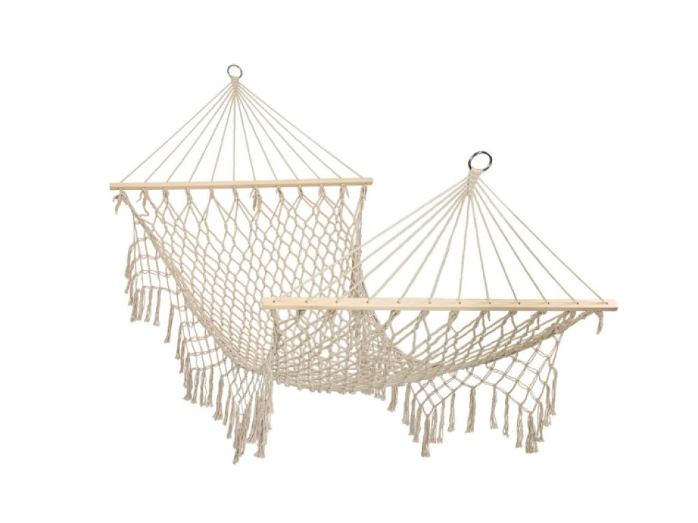 Zahradní houpací síť boho mesh střapec 200cm ecru