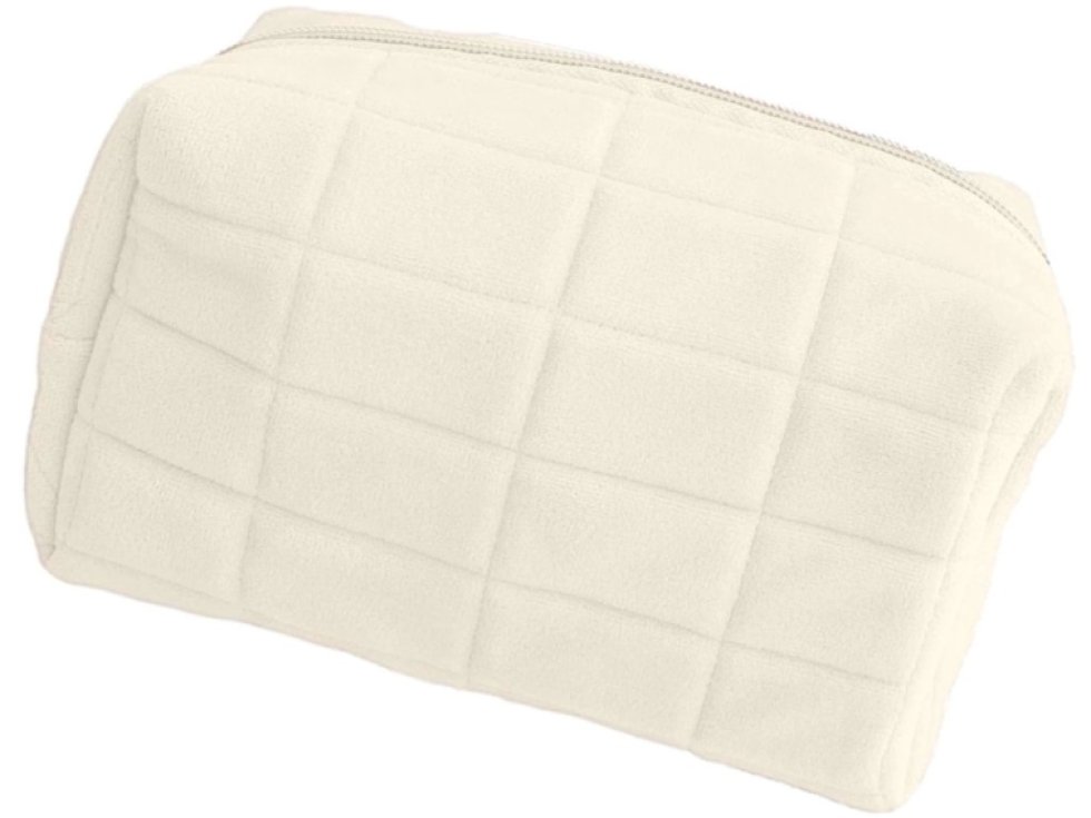Multifunkční Kosmetická Taška Penál Organizér, Krémový Plyš, 10x9x16 cm
