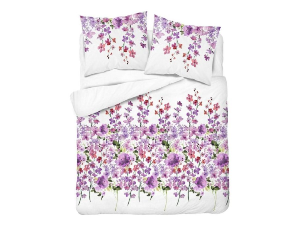 Bavlněné ložní prádlo 220x200 bílé fialové květy 5252 A Bavlna 48