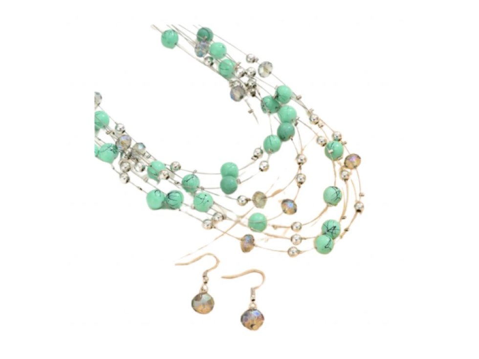 Náhrdelník a náušnice Rozpustilé korálky - zelená