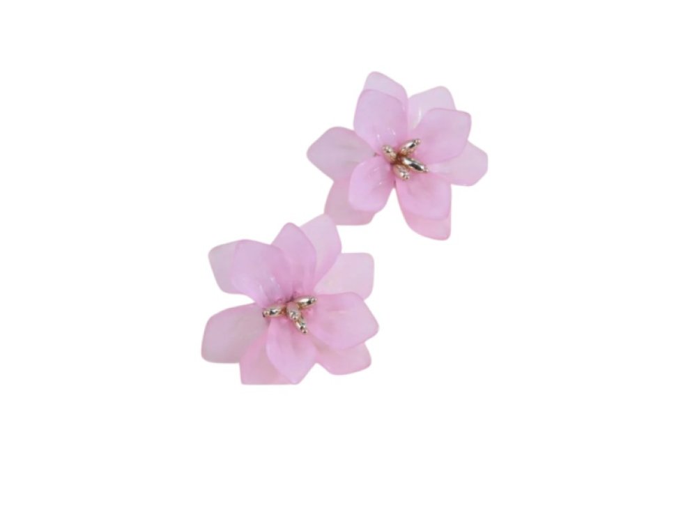 Náušnice Boho Retro s Letními Květinami - Růžové, Kov a Akryl, 5x6 cm