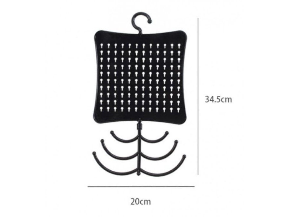 Elegantní Stojan na Náhrdelníky a Prsteny E36, Černý, Plast, 20x24.5 cm