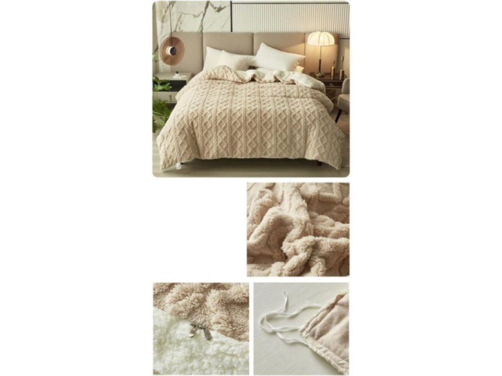 Měkký plyšový přehoz xl plus 180x220cm silný měkký hodník pletený hnědý koc14br