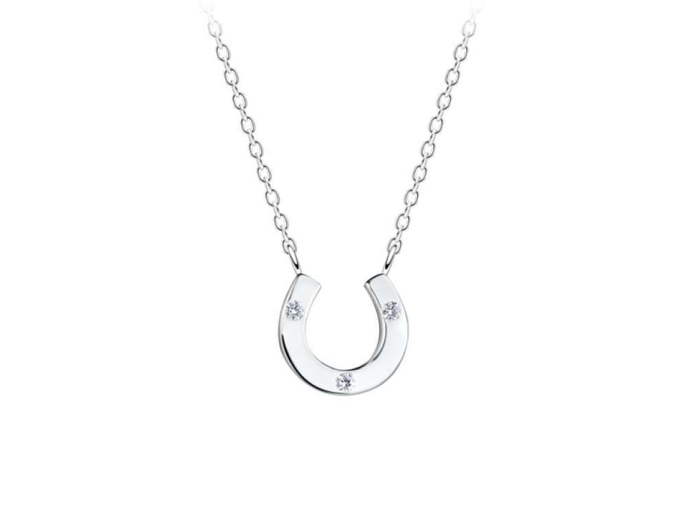 Stříbrný náhrdelník s podkovou - bílý