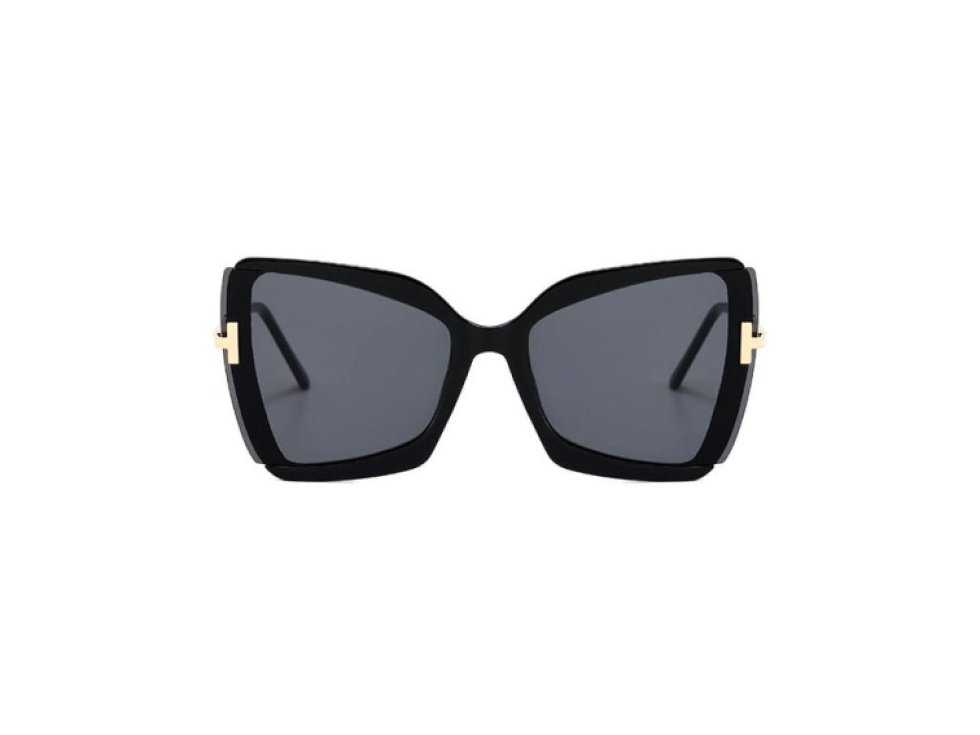 Velké čtvercové dámské sluneční brýle s kočičíma očima, kovový rám, UV filtr 400 kat. 3, délka 14,5 cm