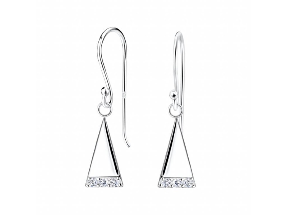 Stříbrné trojúhelníkové náušnice - bílé