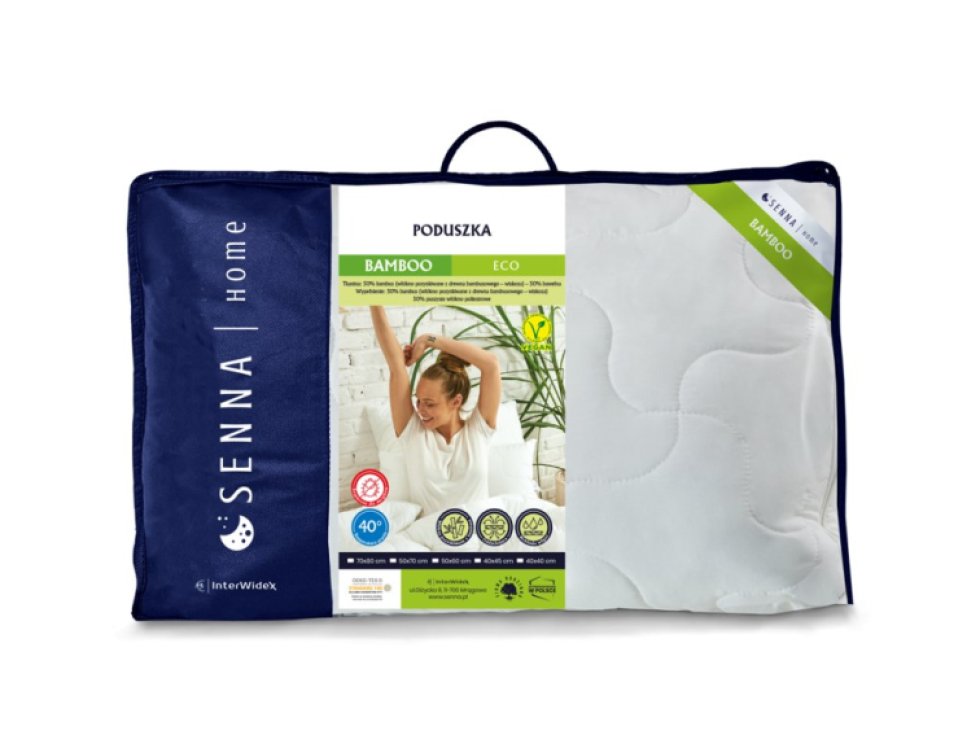 Antialergický polštář 50x60 Bamboo Eco 600g bílý s vlákny z bambusového dřeva Inter Widex