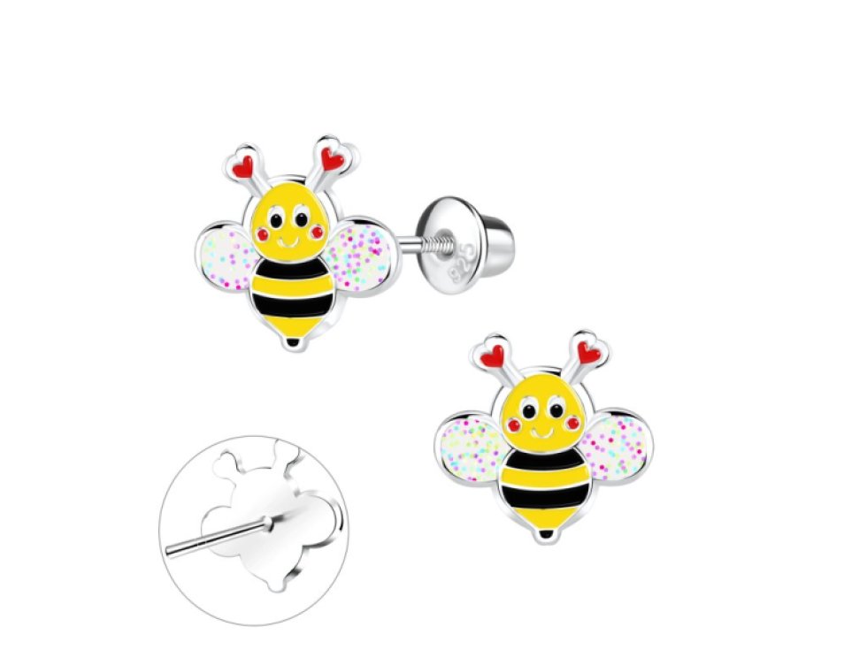 Stříbrné náušnice Včelky