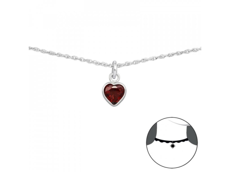 Stříbrný náhrdelník s kamínkem srdíčko