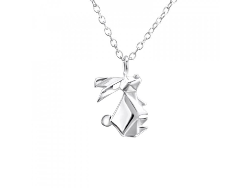 Stříbrný náhrdelník s origami králíkem