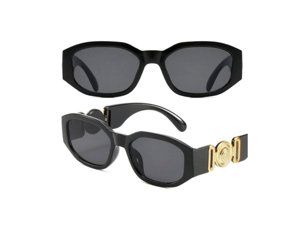 Unisex sluneční brýle s UV400 filtrem, obdélníkové, černé, plastový rám