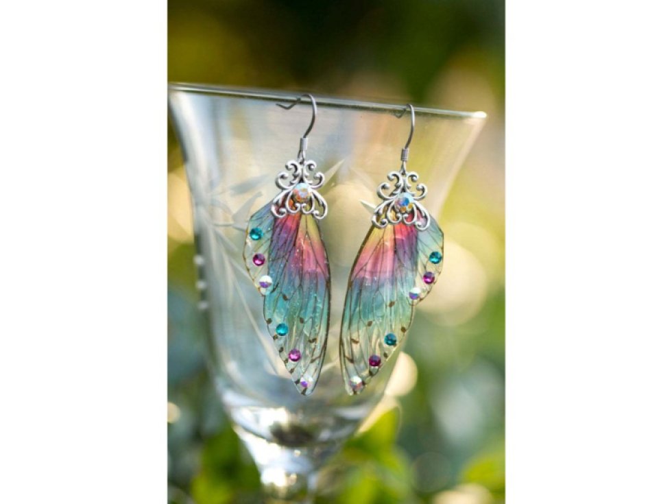 Náušnice Motýlí křídla II duha