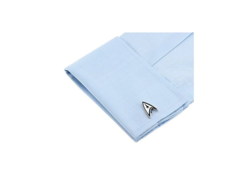 Manžetové knoflíčky Star Trek, oxidovaný stříbrný kov, 1,5 cm x 2 cm