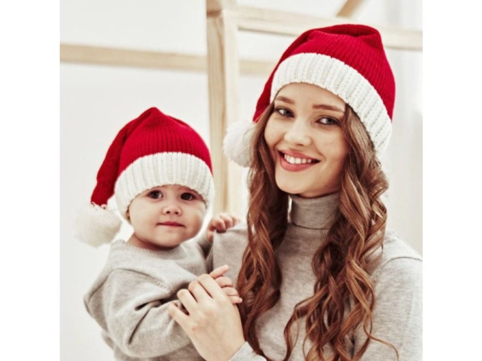 Unisex Santa čepice, červená, akrylové vlákno, 46x20 cm