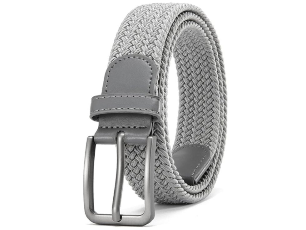 Flexibilní elegantní silný pletený pás na kalhoty šedý