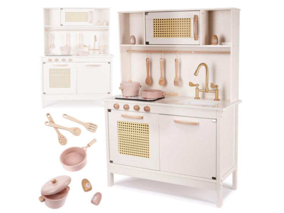 Dětská dřevěná retro kuchyňka z MDF s doplňky BOHO