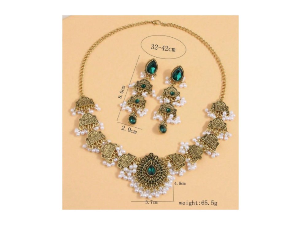 Sada náušnic a náhrdelníku Orient princess -zelená