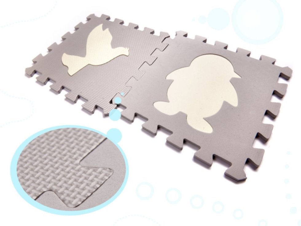 Pěnová podložka na skládání puzzlí/dětská ohrádka 36el. šedá-ecru