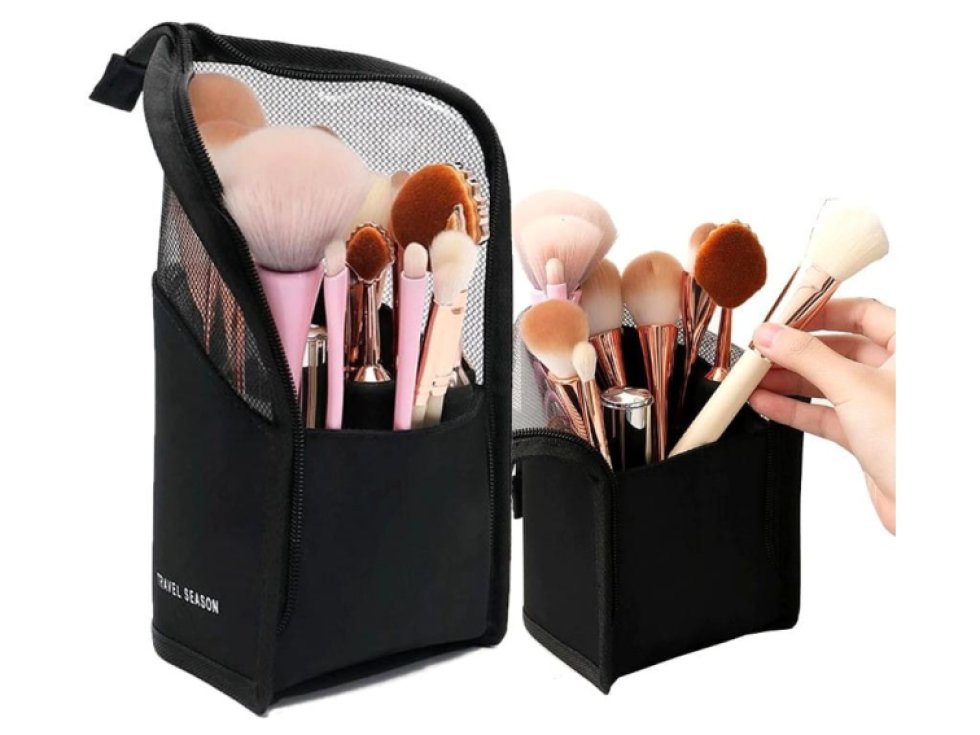 Organizér na štětce a tužky, černý PVC+TPU materiál, rozměry 25x13x13 cm