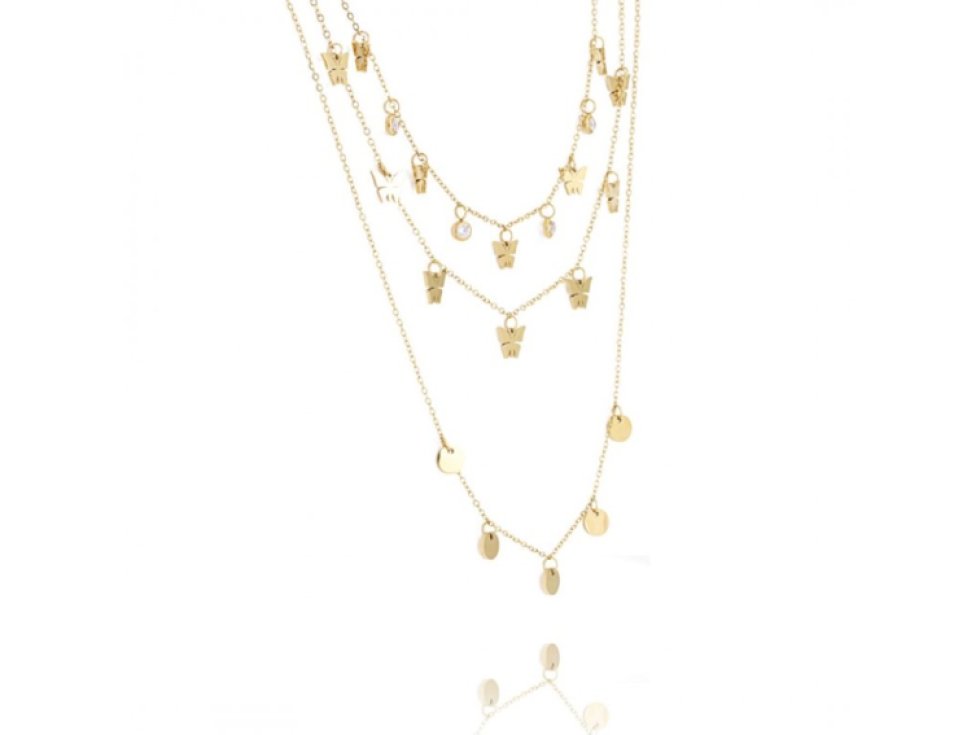 Náhrdelník z chirurgické oceli, světlý zlatý odstín, délka 44 + 5 cm, 14karátové pozlacení