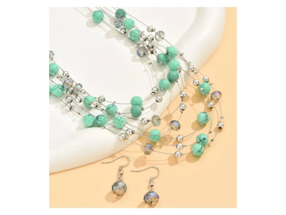 Náhrdelník a náušnice Rozpustilé korálky - zelená