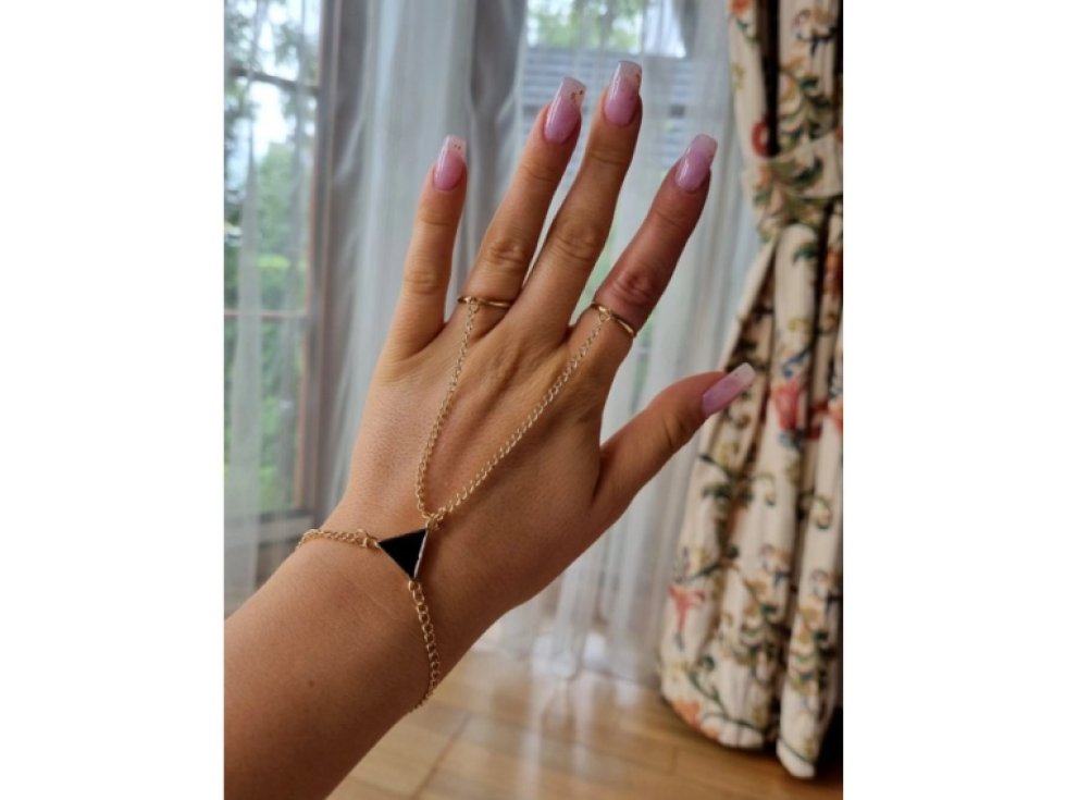 Retro Náramek a Prsten v Zlaté Barvě, Kov, Délka 18+4 cm, Velikost Prstenu 1.8 cm