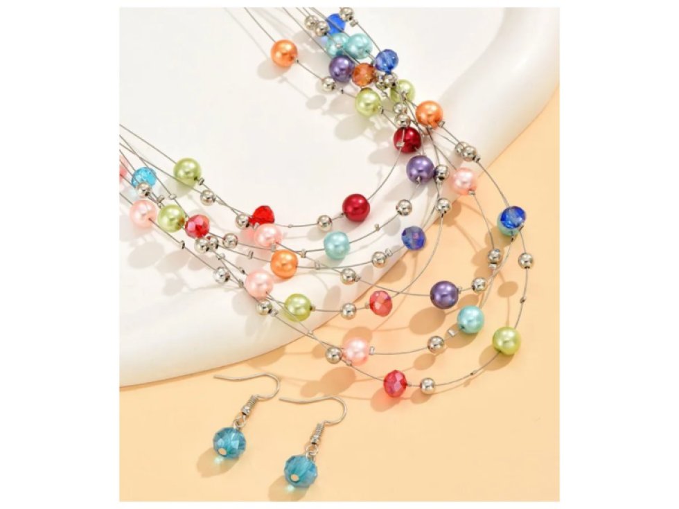 Náhrdelník a náušnice Rozpustilé korálky - barevné