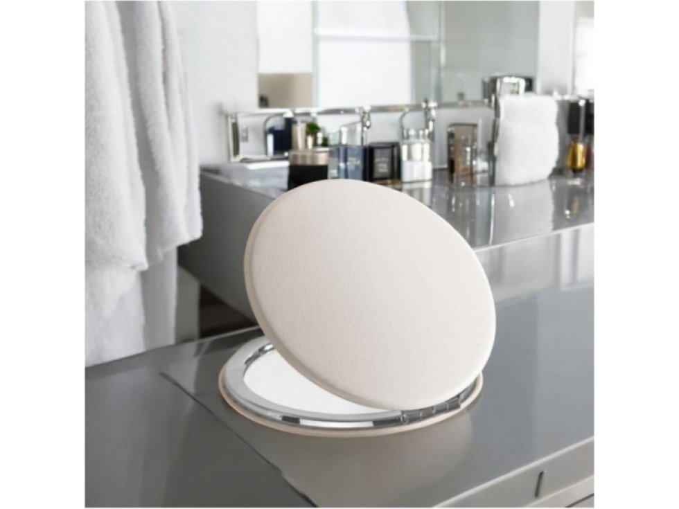 Kosmetické zrcátko bílé elegantní metalové otevírací do kabelky l11